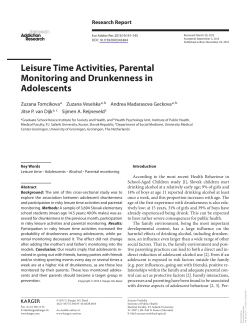 Leisure Time Activities, Parental Monitoring and Drunkenness in