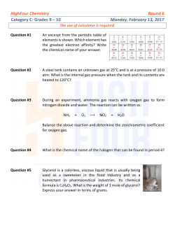 HighFour Chemistry Round 6 Category C: Grades 9 &ndash; 10 Monday