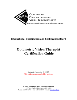 Optometric Vision Therapist Certification Guide