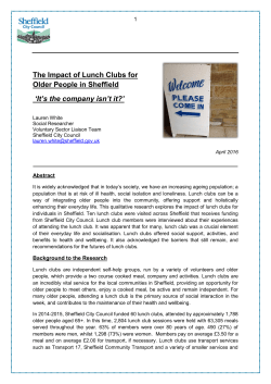 The Impact of Lunch Clubs for Older People in Sheffield