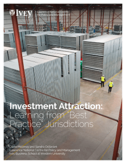 Investment Attraction: Learning from &ldquo;Best Practice&rdquo; Jurisdictions