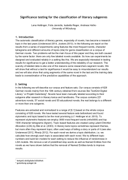 Significance testing for the classification of literary subgenres