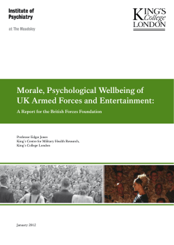 Morale, Psychological Wellbeing of UK Armed Forces and