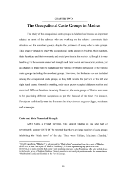 The Occupational Caste Groups in Madras