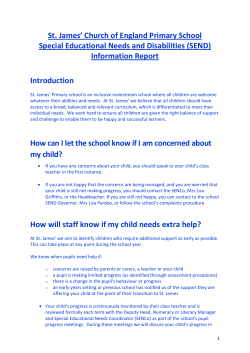 SEN Information Report - St James CE Primary School