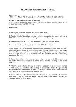 GRAVIMETRIC DETERMINATION of NICKEL Solutions: HCl (1: 1