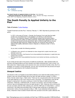 The Death Penalty Is Applied Unfairly to the Poor