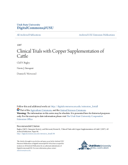 Clinical Trials with Copper Supplementation of Cattle