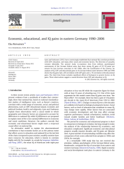 Economic, educational, and IQ gains in eastern Germany 1990&ndash;2006