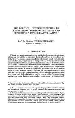 the political offence exception to extradition: defining the issues and