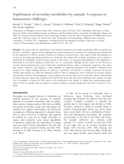Exploitation of secondary metabolites by animals: A response to