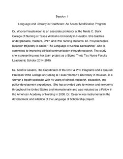 Session 1 - School of Nursing