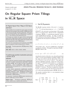 On Regular Square Prism Tilings in &tilde; SL2R Space