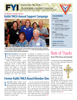 Note of Thanks - Y Service Clubs in Hawaii