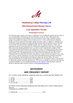 Muhlenberg College/Morning Call 2016 Pennsylvania Election