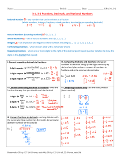 3-1, 3-2 Fractions, Decimals, and Rational Numbers
