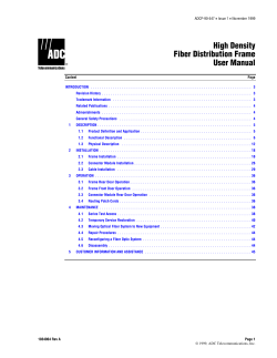 High Density Fiber Distribution Frame User Manual