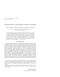 Semantic Factors in Verb Retrieval: An Effect of Complexity