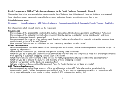 Parties` responses to 2012 ACT election questions put by the North