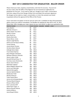 MAY 2013 CANDIDATES FOR GRADUATION