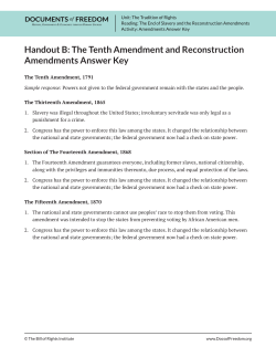 Handout B: The Tenth Amendment and Reconstruction