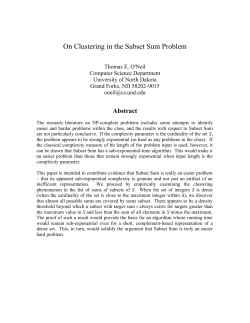 On Clustering in the Subset Sum Problem