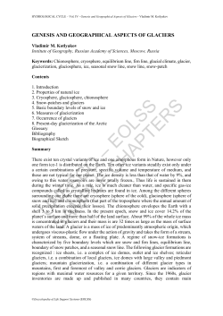 Genesis and Geographical Aspects of Glaciers