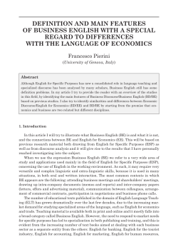 dEFINITION ANd mAIN FEATurES OF BuSINESS ENgLISh WITh A
