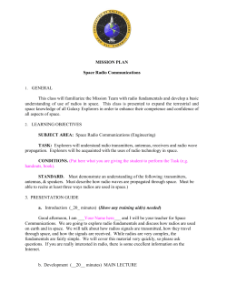 MISSION PLAN Space Radio Communications 1. GENERAL This