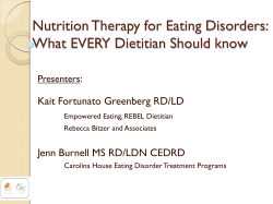 Nutrition Therapy for Eating Disorders: What