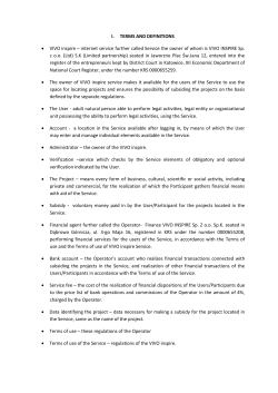 I. TERMS AND DEFINITIONS &bull; VIVO inspire &ndash; internet