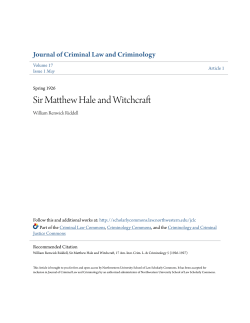 Sir Matthew Hale and Witchcraft