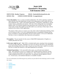 Math 1030 Quantitative Reasoning Fall Semester 2016