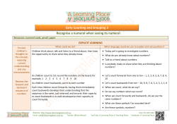 Early Counting and Grouping 3 Recognise a numeral when seeing