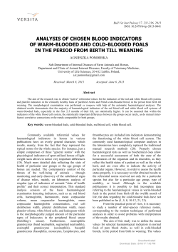 ANALYSIS OF CHOSEN BLOOD INDICATORS OF WARM