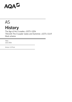 AS History Mark scheme Paper 1A June 2016