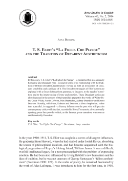 Anna Budziak: T. S. Eliot`s &ldquo;La Figlia Che Piange&rdquo;