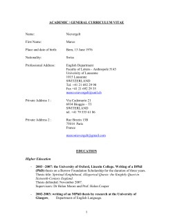 Marco Nievergelt ACADEMIC and General CV