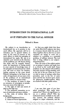 Introduction to International law As It Pertains to the Naval Officer
