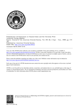 Scholasticism and Humanism in Classical Islam and