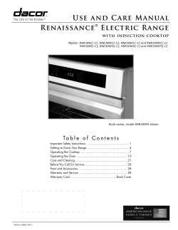 USE ANd CARE MANUAl Renaissance&reg; Electric Range