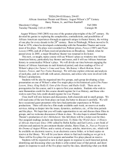 African American Theater and History: August Wilson`s 20th Century