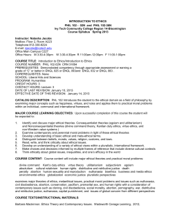 INTRODUCTION TO ETHICS PHIL 102