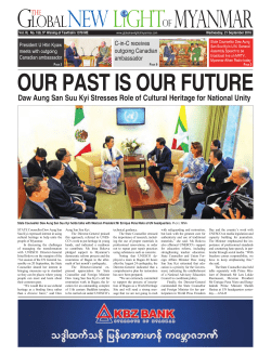 Daw aung san suu Kyi stresses role of Cultural Heritage for National