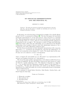 ON MINUSCULE REPRESENTATIONS AND THE PRINCIPAL SL2