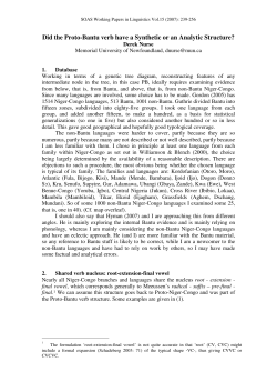 Did the Proto-Bantu verb have a Synthetic or an Analytic Structure?