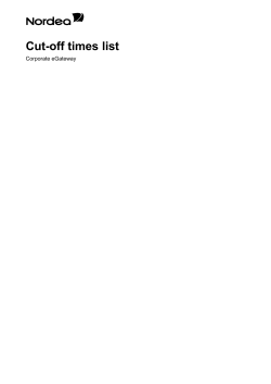 Cut-off times list - Corporate eGateway