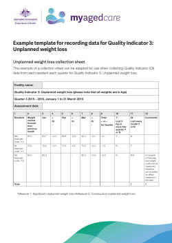 Unplanned weight loss - Ageing and Aged Care