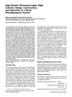 High-Density Photoautotrophic Algal Cultures: Design