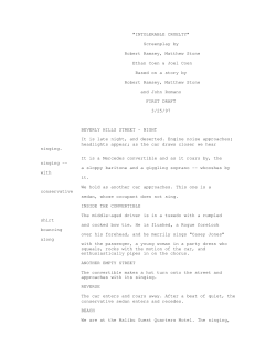 "INTOLERABLE CRUELTY" Screenplay by Robert Ramsey